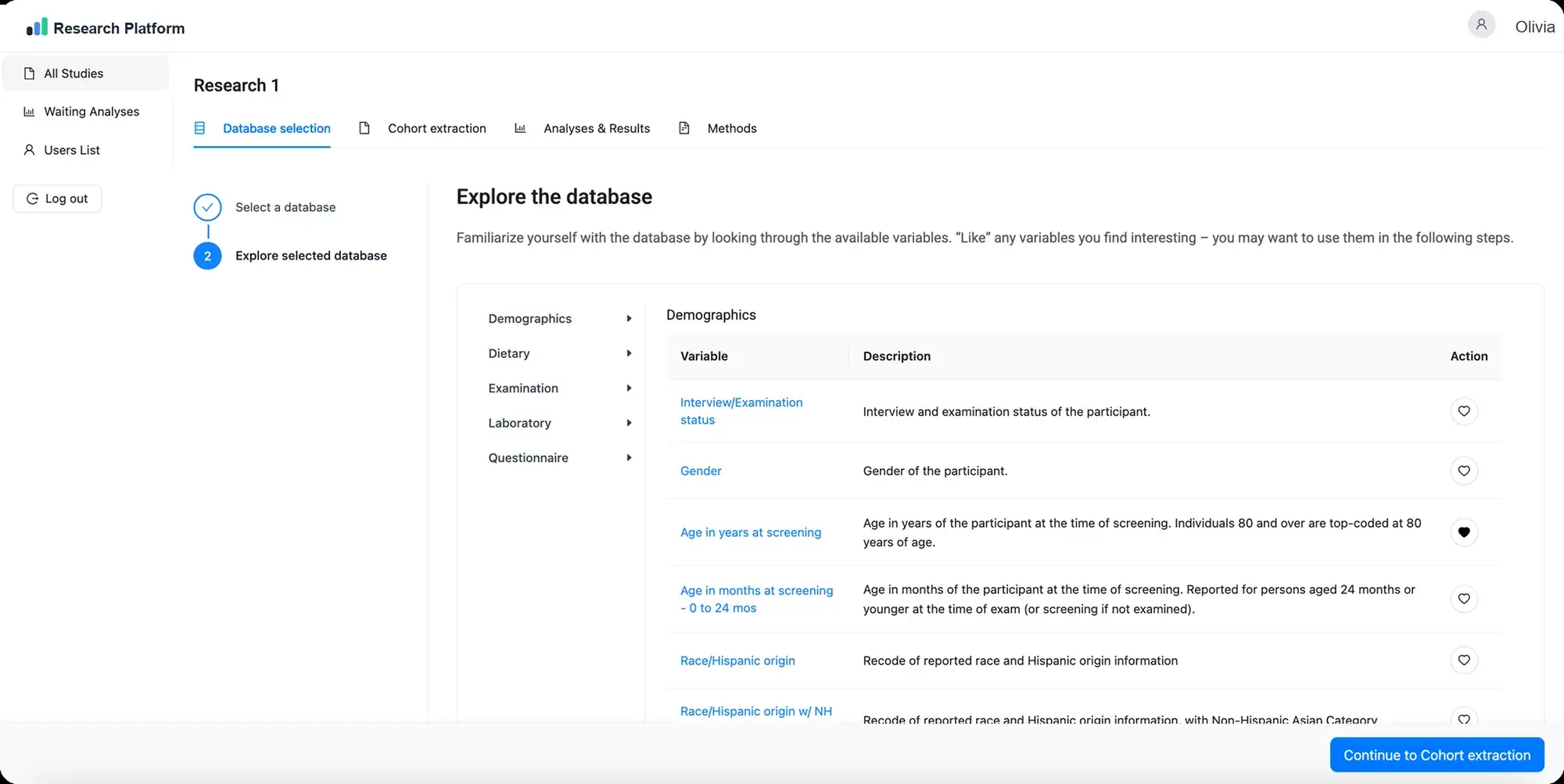 Database exploration: browsing and categorising variables across national health datasets